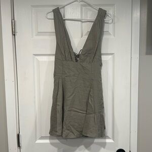 Zara Women’s Green Plunge Linen Sundress Size Medium